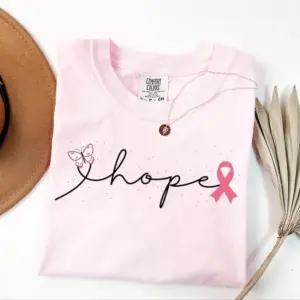 Comfort Colors Breast Cancer Awareness Pink Bow Graphic Shirt