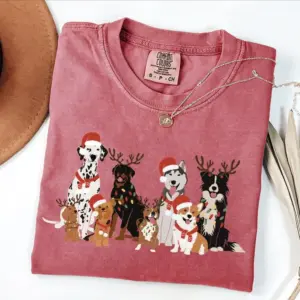 Comfort Colors Christmas Dog Lover T-Shirt Festive Holiday Gift