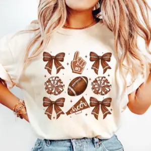 Comfort Colors Coquette Football Bow Cheerleading Season Shirt