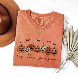 Comfort Colors Cute Ghost Pumpkin Halloween Fall Graphic T-Shirt